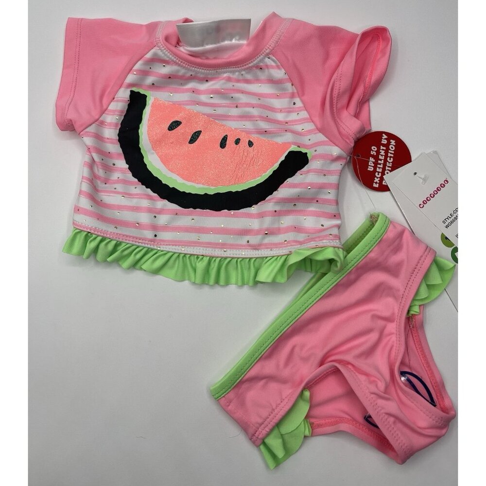 Wippette Bikini Girls Baby Size 13 Months Swim Suit Watermelon‎ Striped Pink